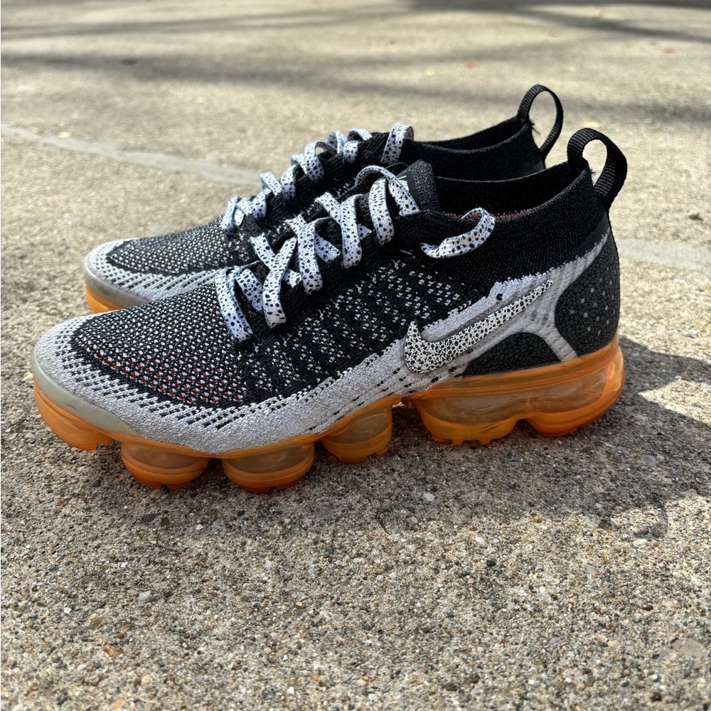 Nike Kids Black and Orange Air VaporMax Sneakers - Picture 2 of 7